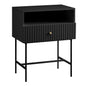 Sarantino Cecil Slender Fluted Bedside Table in Black