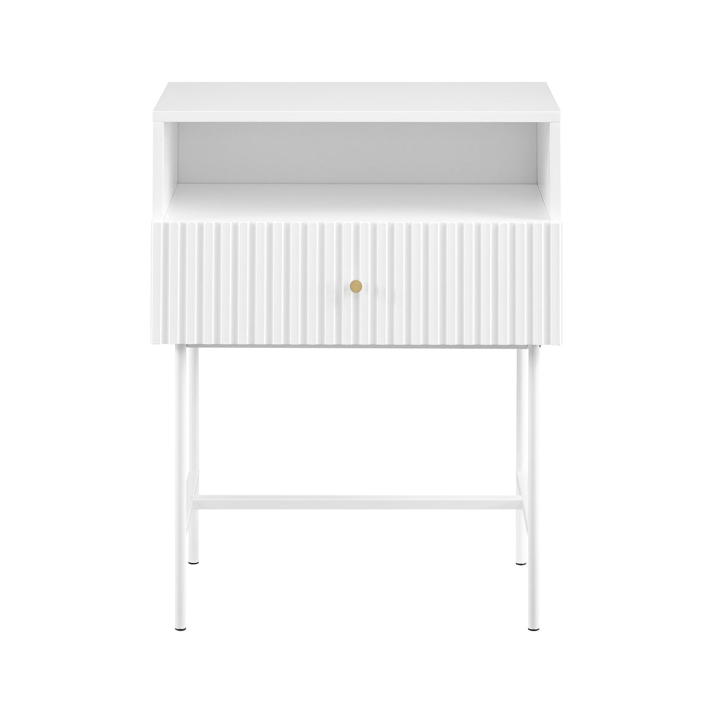 Cecil Slender Fluted Bedside Table In White