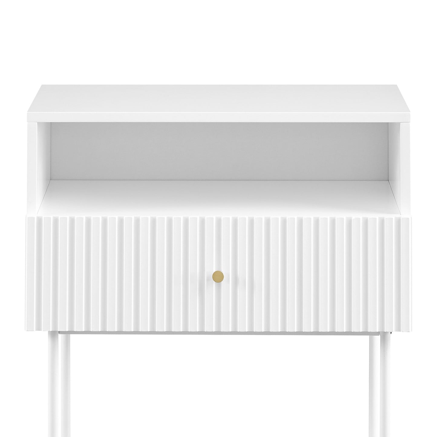 Cecil Slender Fluted Bedside Table In White