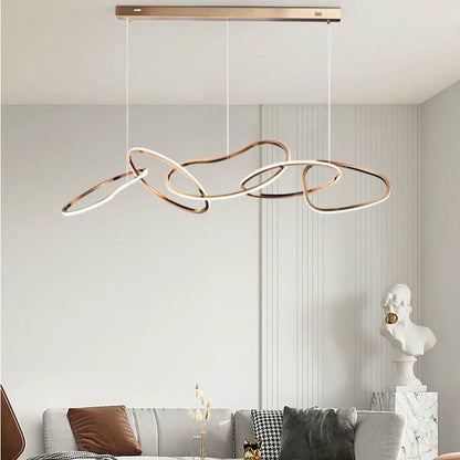 Nordic Minimalist Rose Gold LED Pendant Light Adjustable Modern Ring Chandelier 120cm