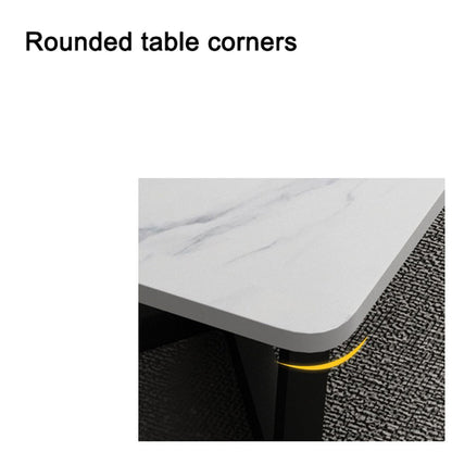 120x60cm Matte Black Minimalist Slate Coffee Table Marble Tea Table Living Room Rectangle Cocktail Side Table Solid Metal Legs