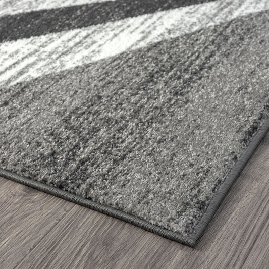 Adore Geometric Textural Rug - Grey - 80x300