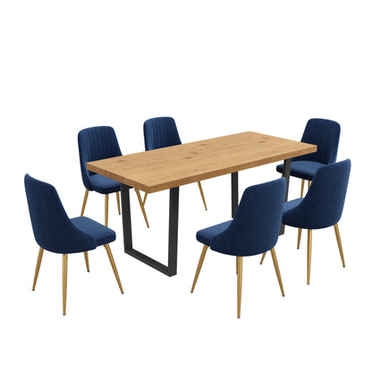 Dinero Navy Velve Natural Table Set