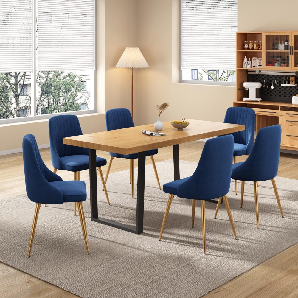 Dinero Navy Velve Natural Table Set