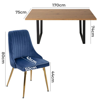 Dinero Navy Velve Natural Table Set