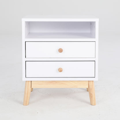 2X Bedside Table Side Storage Cabinet Nightstand Bedroom 2 Drawer ANYA - WHITE