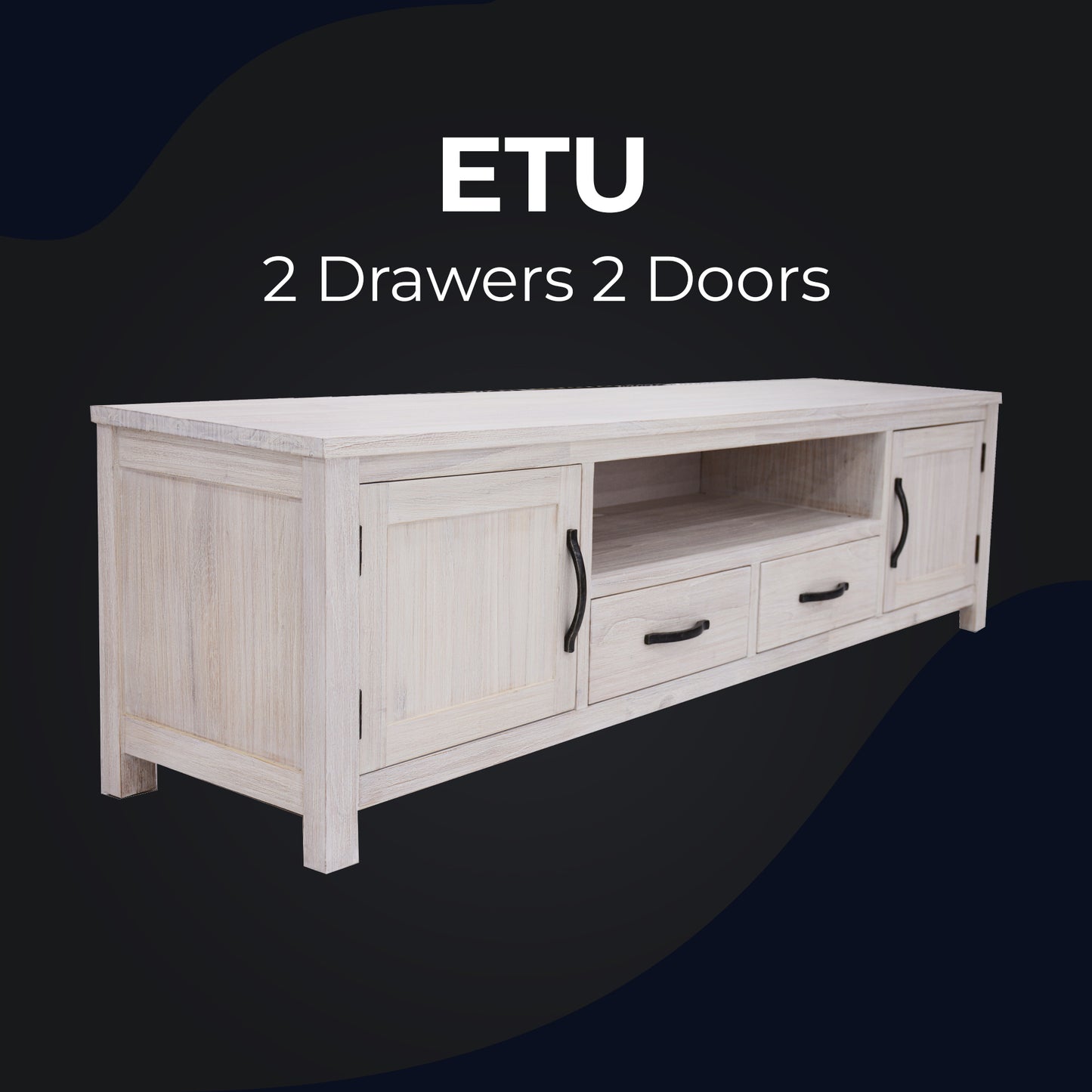 Foxglove ETU Entertainment TV Unit 216cm 2 Drawer 2 Door Mt Ash Wood - White