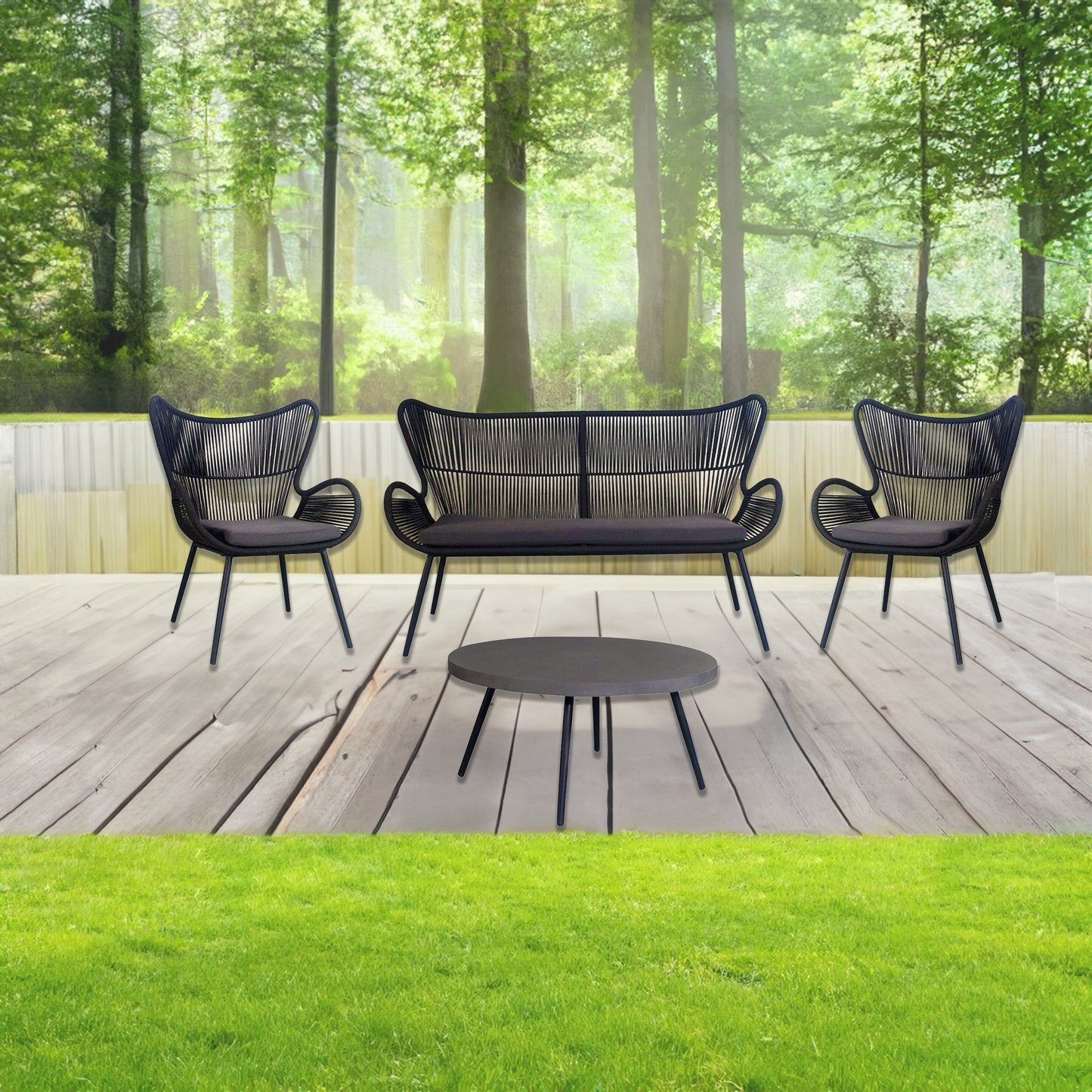 Cairns 4pc Outdoor Sofa Set with Cement Top Coffee Table