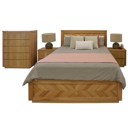 Rosemallow 4pc King Bed Frame Bedroom Suite Timber Bedside Tallboy Package Set