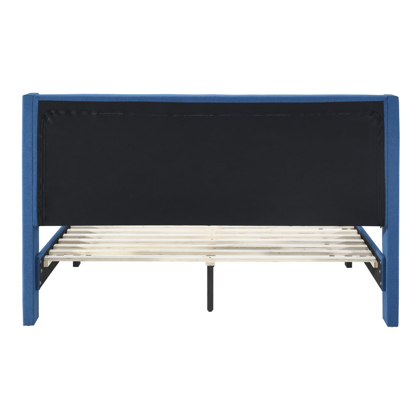 Samson Queen Bed Winged Headboard Fabric Upholstered - Blue