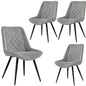 Helenium Dining Chair Set of 4 Fabric Seat with Metal Frame - Granite