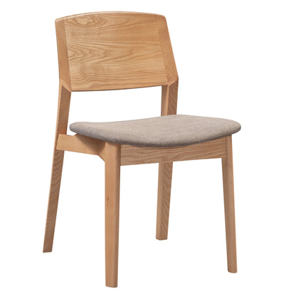 Emilio 2pc Set Dining Chair Fabric Seat Scandinavian Style Solid Ash Wood Oak