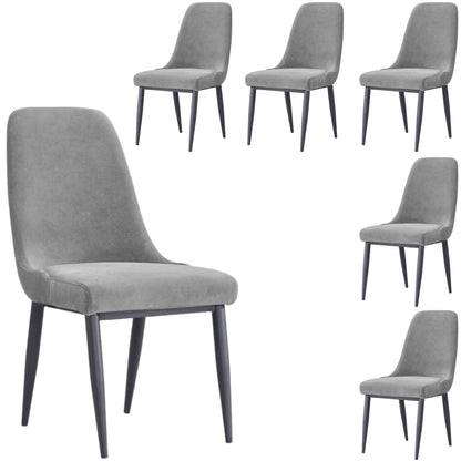 Eva Dining Chair Set of 6 Fabric Seat with Metal Frame - Grey