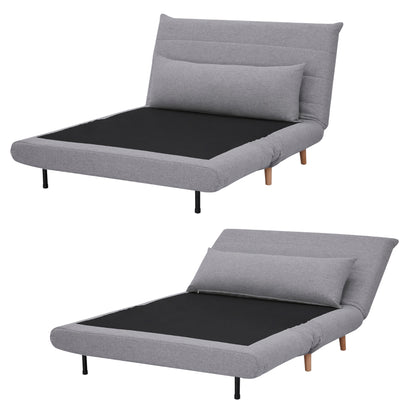 Audrey 2 Seater Sofa Futon Bed Love Seat Fabric Lounge Couch - Grey