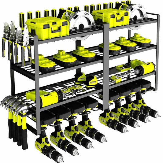 Large Power Tool Organizer 4 Layers Garage Tool Storage Rack Workshop Tool Shelf Drill Pliers Hammer Rack