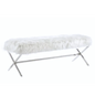 Interior Ave - Oxley Fur Bench - White & Silver