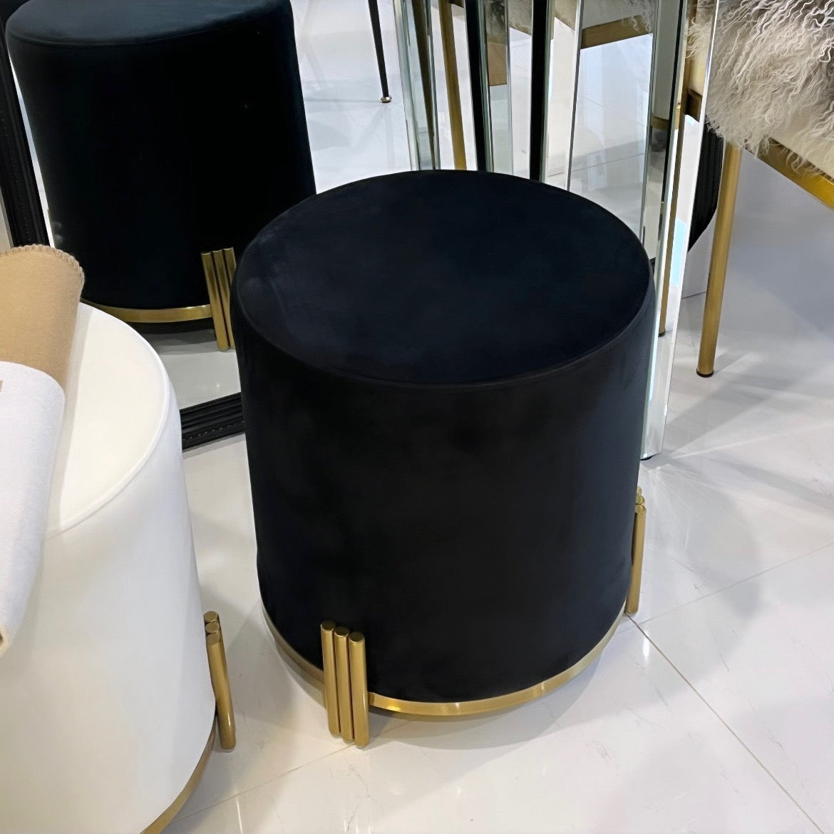 Interior Ave - Apollo Velvet Ottoman - Black