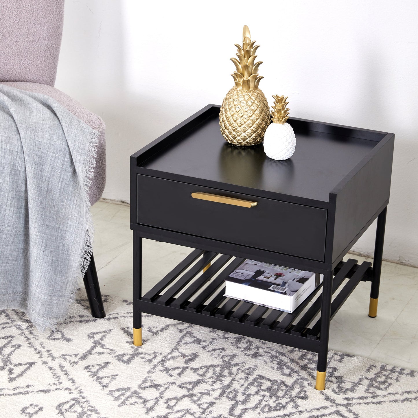 ALCONA Night Stand In Matte Black