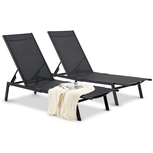 Sirocco (Set of 2) Sunloungers - Black