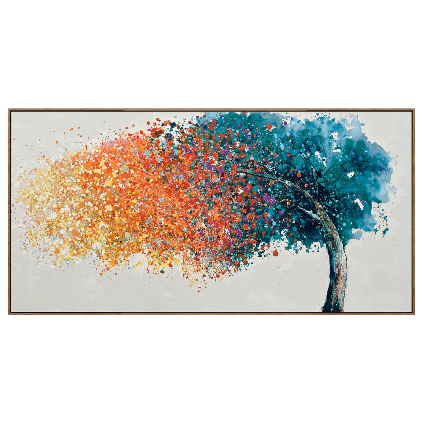 140X70cm Chromatic Breeze Dark Wood Framed Hand Painted Canvas Wall Art