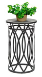 Black Round Iron Side Table with Cross Legs and Gold Finish Top