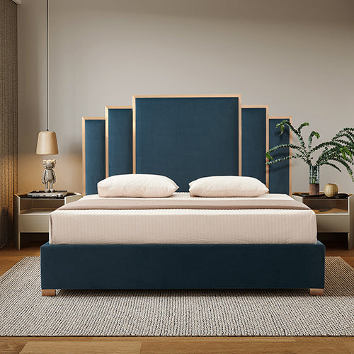 Austin Queen Bed Frame Polyester Fabric Padded Upholstery