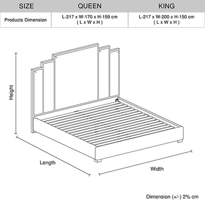 Austin Queen Bed Frame Polyester Fabric Padded Upholstery