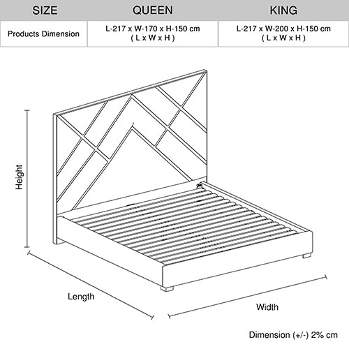 Matrix Queen Bed Frame Fabric Padded Upholstery