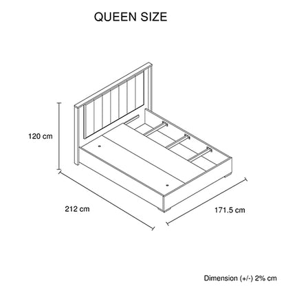 Queen Bed Frame Fabric Upholstery MDF LED Headboard in Champagne Colour