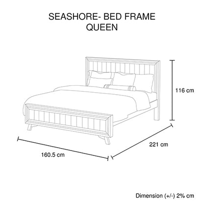 Queen Size Silver Brush Bed Frame in Acacia Wood Construction