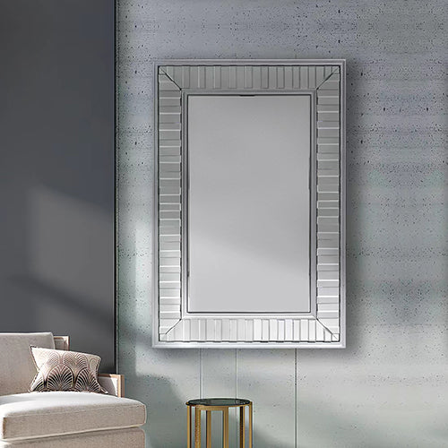 Wall Mirror MDF Silver Mirror Clear Image Rectangular Shape MRR-07