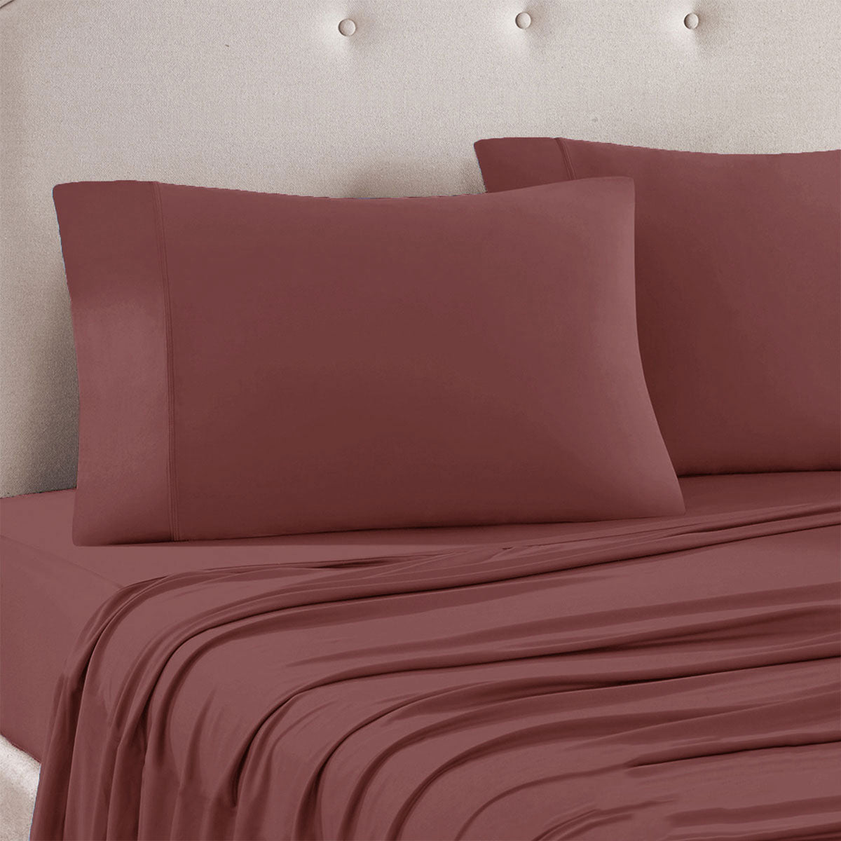 Art Terrace Microfiber Sheet Set Queen 33cm Wall Rosewood