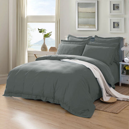 1000TC Tailored Double Size Quilt/Duvet Cover Set - Charcoal