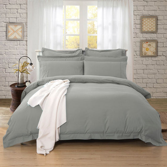 1000TC Tailored Single Size Grey Duvet Quilt Cover Set