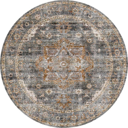 vintage-crown-cezanne-rabbit-gray-inca-gold-distressed-vintage-round-rug 180X180