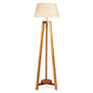 155cm Large Bamboo Wooden Tripod Floor Lamp w Beige Linen Light Shade