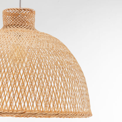 Natural Hand Woven Bamboo Dome Pendant Lamp Hanging Light Rattan Style