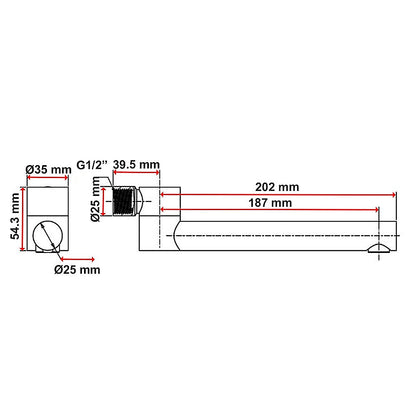 240mm Brass Bath Safety Spout Swivel