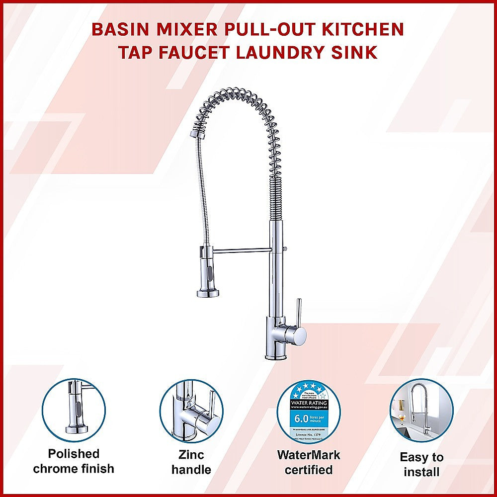 Basin Mixer Pull-Out Kitchen Tap Faucet Laundry Sink