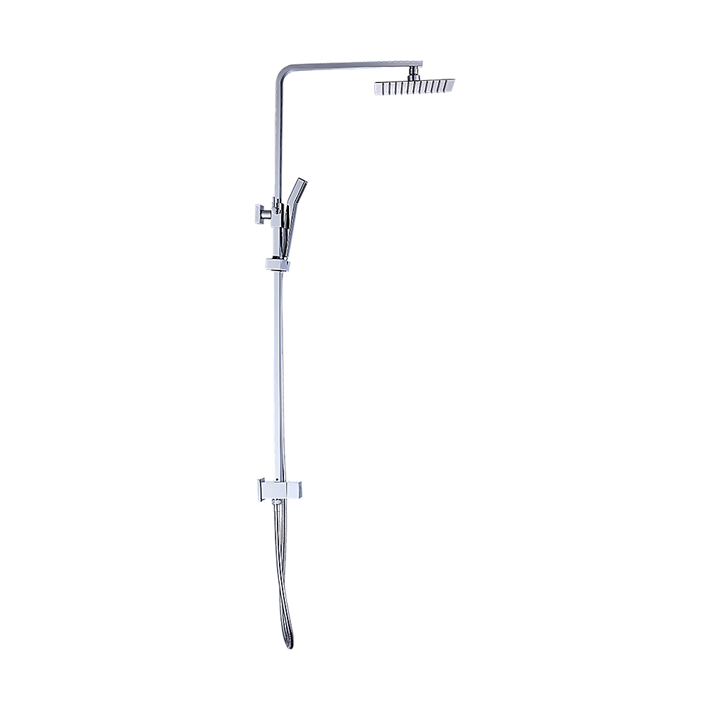 WELS 8" Rain Shower Head Set Square Dual Heads Faucet High Pressure Hand Held