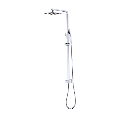 WELS 8" Rain Shower Head Set Square Dual Heads Faucet High Pressure Hand Held