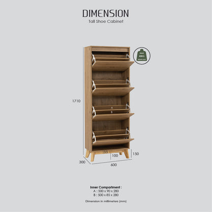 Hirado Tall Shoe Cabinet - Cocoa