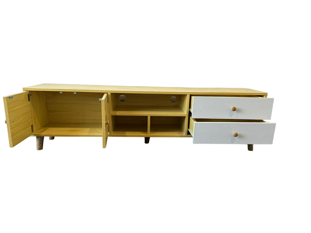 Two-Doors, Two-Drawers Wooden TV Cabinet