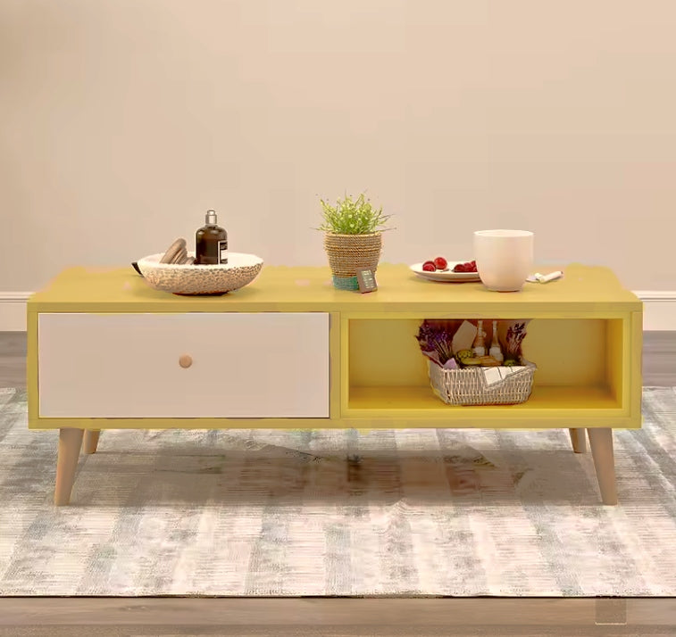 Coffee Table with Storage Drawer and Open Shelf