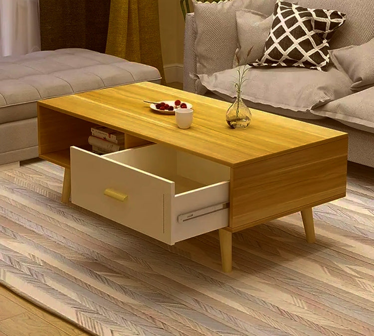 Coffee Table with Storage Drawer and Open Shelf