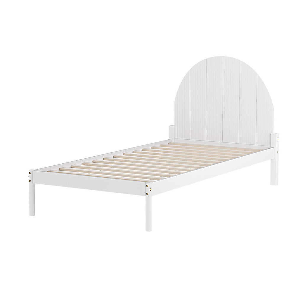 Bed Frame Single Size Wooden White DALY