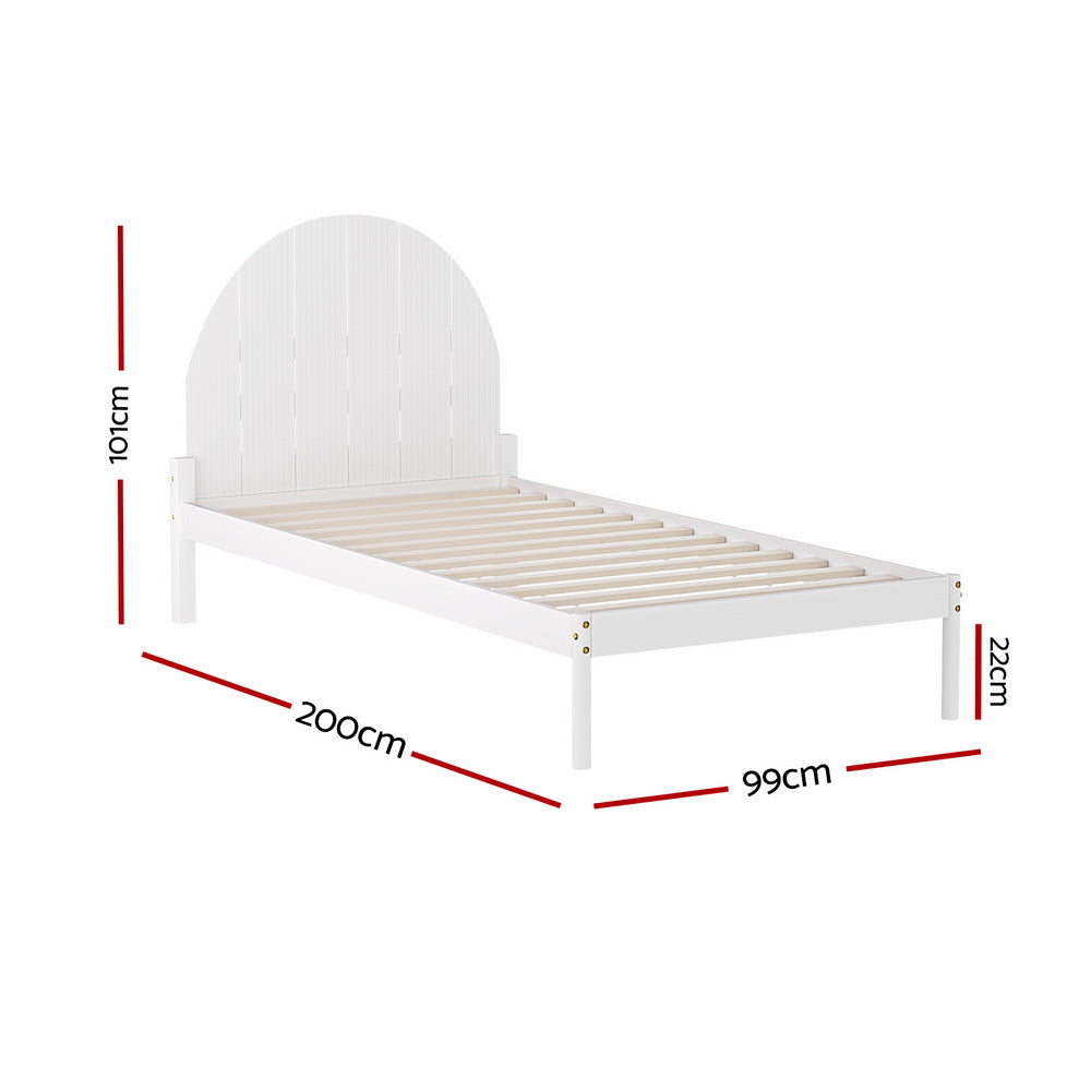 Bed Frame Single Size Wooden White DALY