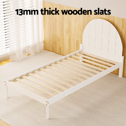 Bed Frame Single Size Wooden White DALY