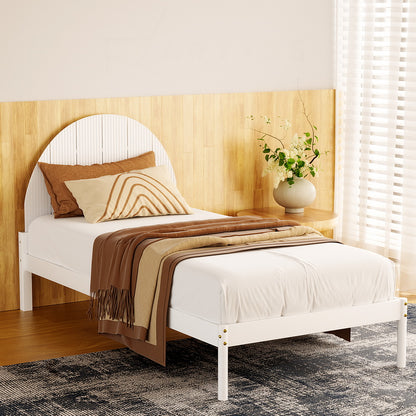 Bed Frame Single Size Wooden White DALY