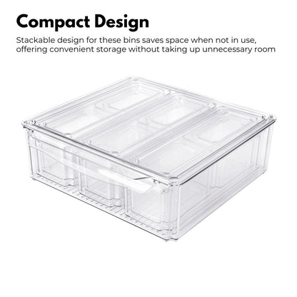 10 Pack Clear Stackable Fridge Organiser Bins with Lids